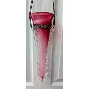 Rare Victorian 1890- 1920s Cranberry glass hanging wall-pocket Epergne 13.25